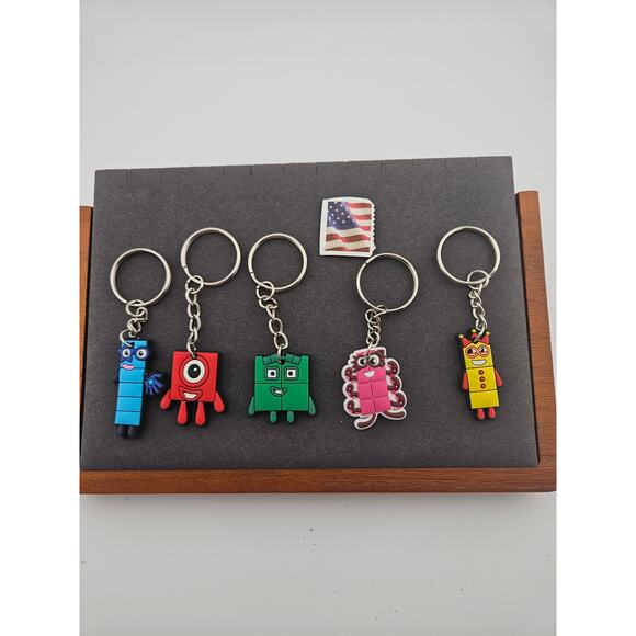 Numberblock Keychains Set of 5 Colorful Cutesy Math Learning Teacher Prize Gift - Picture 2 of 2